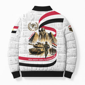 Egyptian Armed Forces Bomber Puffer Jacket Military Pharaoh Pyramids Egyptian Hieroglyphs