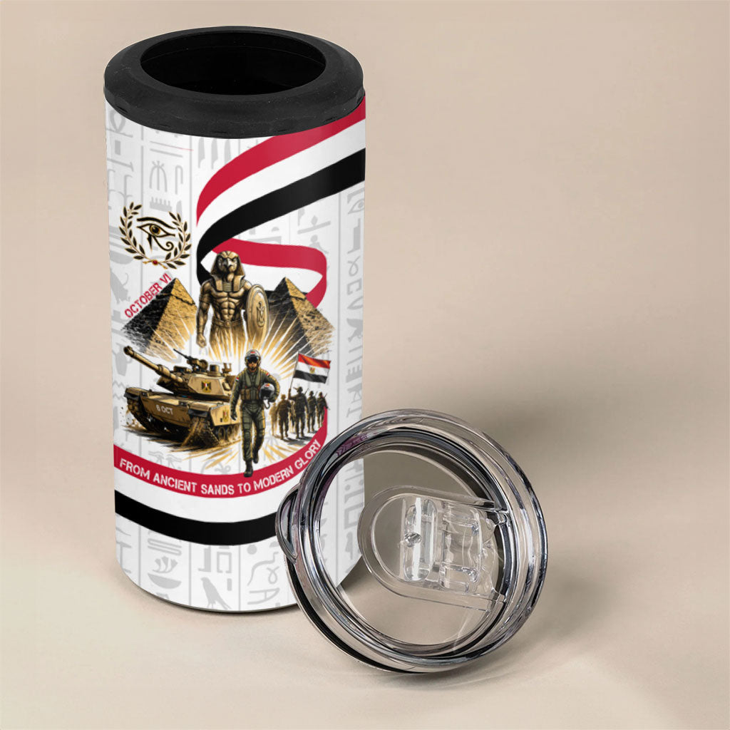 Egyptian Armed Forces 4 in 1 Can Cooler Tumbler Military Pharaoh Pyramids Egyptian Hieroglyphs