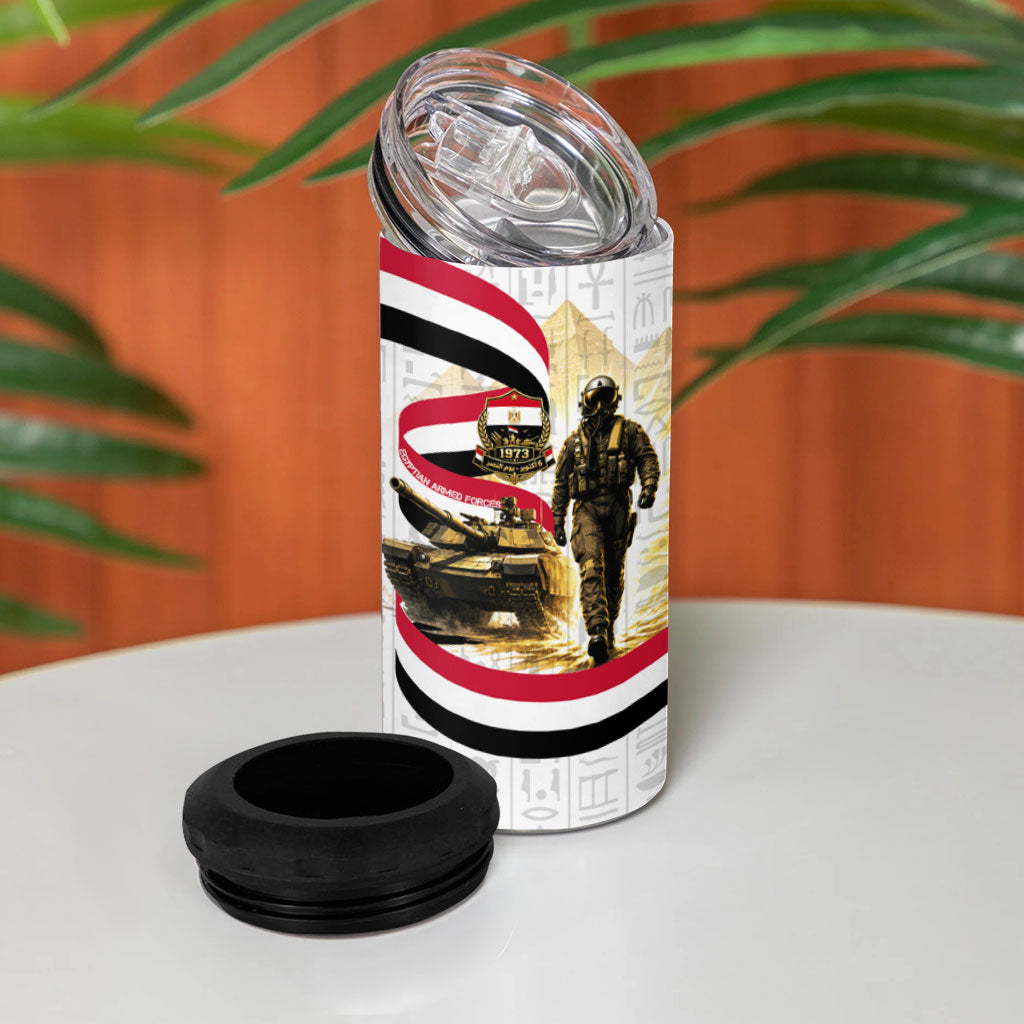 Egyptian Armed Forces 4 in 1 Can Cooler Tumbler Military Pharaoh Pyramids Egyptian Hieroglyphs