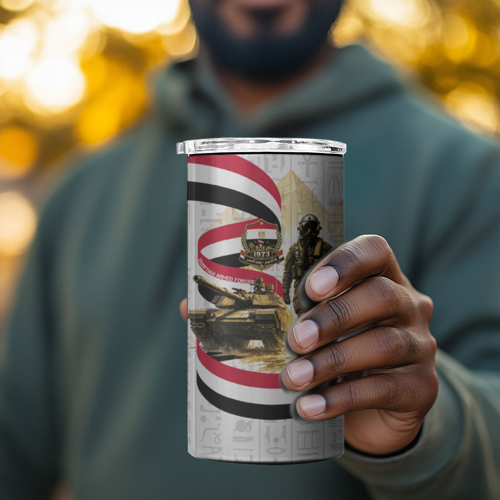 Egyptian Armed Forces 4 in 1 Can Cooler Tumbler Military Pharaoh Pyramids Egyptian Hieroglyphs