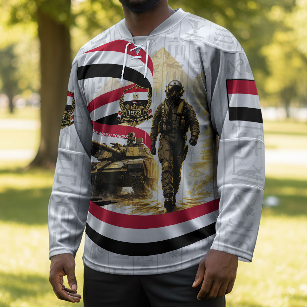 Egyptian Armed Forces Hockey Jersey Military Pharaoh Pyramids Egyptian Hieroglyphs