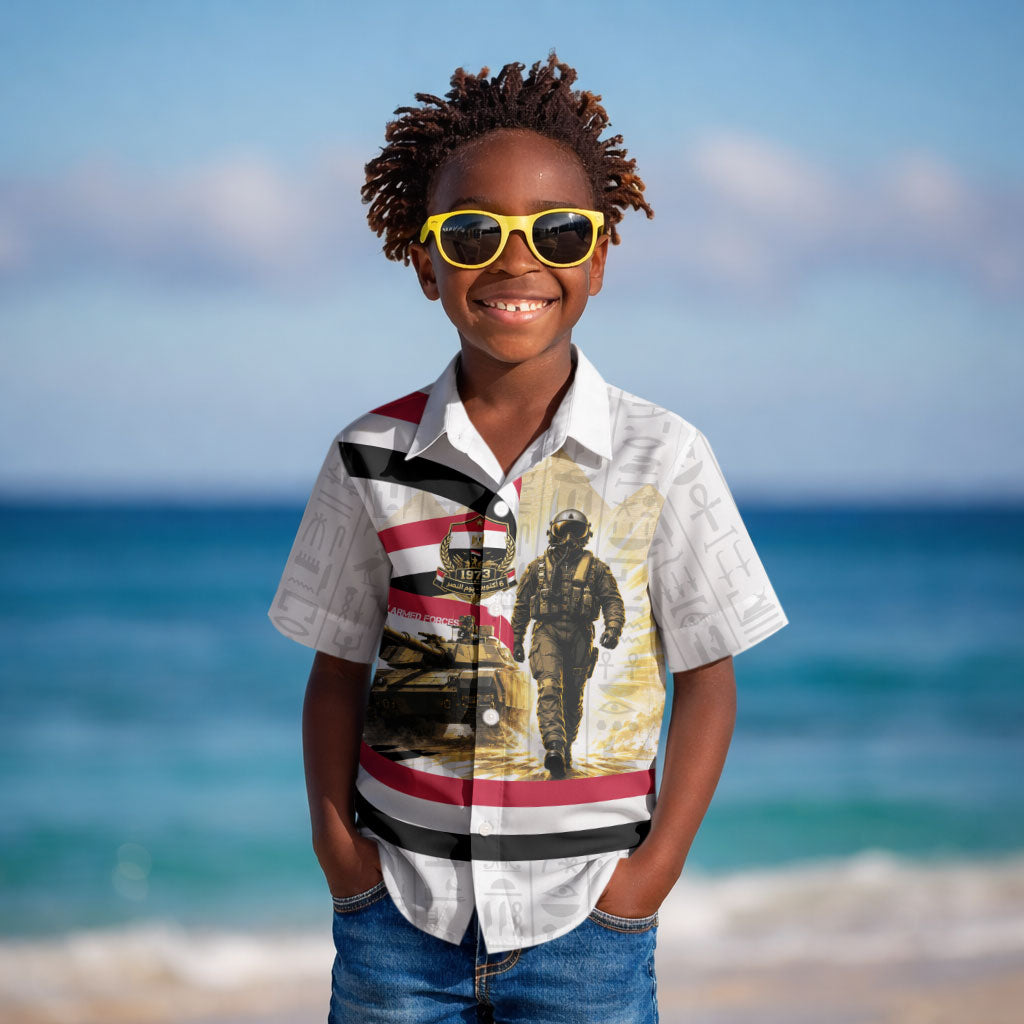 Egyptian Armed Forces Kid Hawaiian Shirt Military Pharaoh Pyramids Egyptian Hieroglyphs