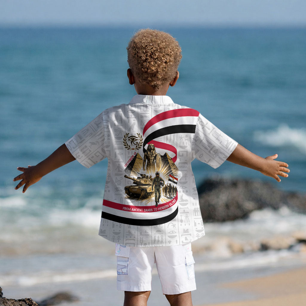 Egyptian Armed Forces Kid Hawaiian Shirt Military Pharaoh Pyramids Egyptian Hieroglyphs