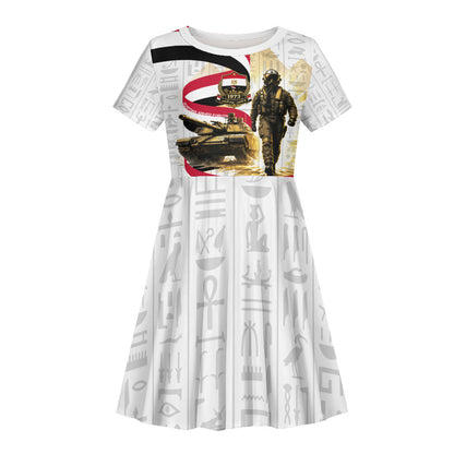 Egyptian Armed Forces Kid Short Sleeve Dress Military Pharaoh Pyramids Egyptian Hieroglyphs