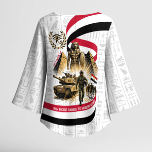 Egyptian Armed Forces Kimono Sleeve Blouse Military Pharaoh Pyramids Egyptian Hieroglyphs