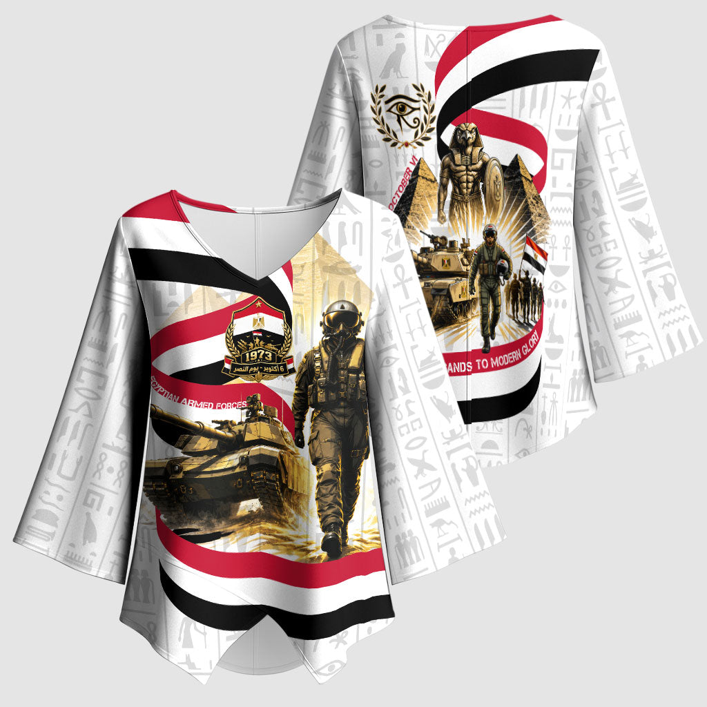 Egyptian Armed Forces Kimono Sleeve Blouse Military Pharaoh Pyramids Egyptian Hieroglyphs