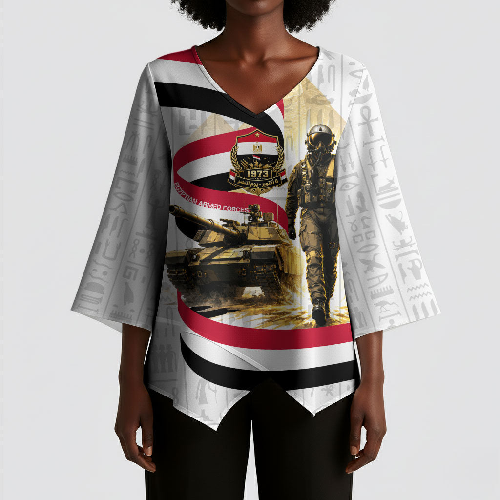 Egyptian Armed Forces Kimono Sleeve Blouse Military Pharaoh Pyramids Egyptian Hieroglyphs