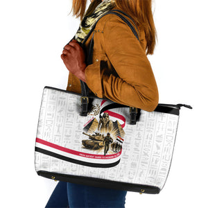 Egyptian Armed Forces Leather Tote Bag Military Pharaoh Pyramids Egyptian Hieroglyphs