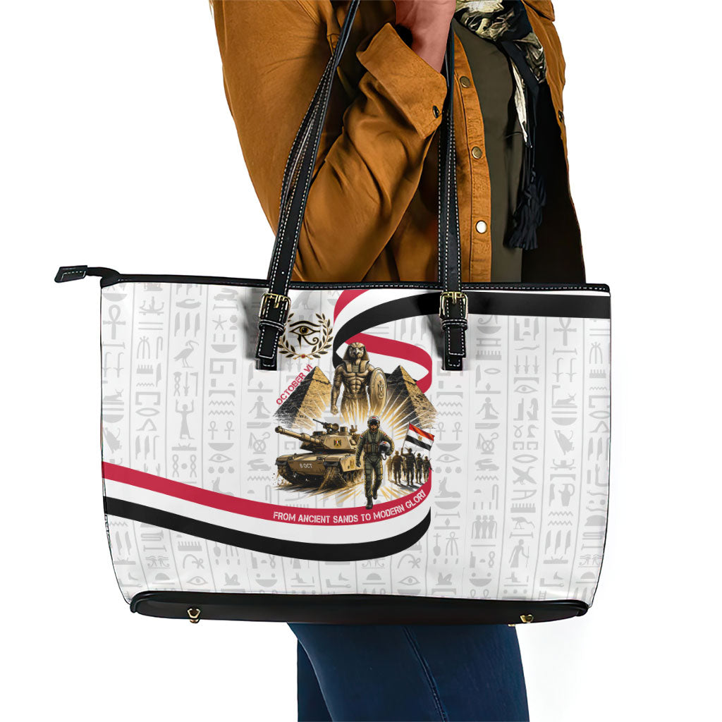 Egyptian Armed Forces Leather Tote Bag Military Pharaoh Pyramids Egyptian Hieroglyphs