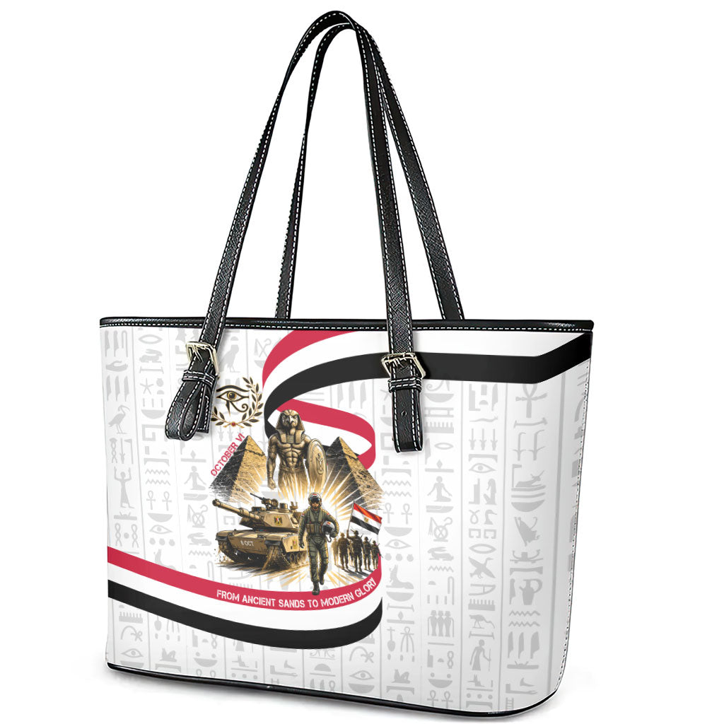 Egyptian Armed Forces Leather Tote Bag Military Pharaoh Pyramids Egyptian Hieroglyphs