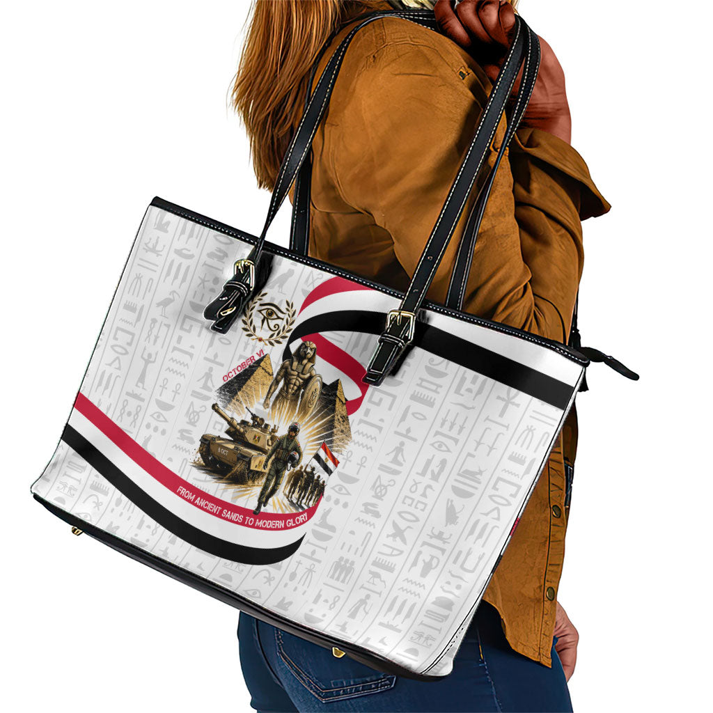 Egyptian Armed Forces Leather Tote Bag Military Pharaoh Pyramids Egyptian Hieroglyphs