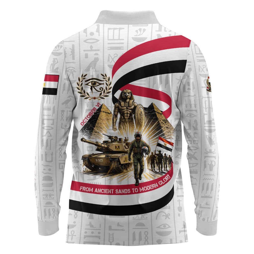 Egyptian Armed Forces Long Sleeve Polo Shirt Military Pharaoh Pyramids Egyptian Hieroglyphs