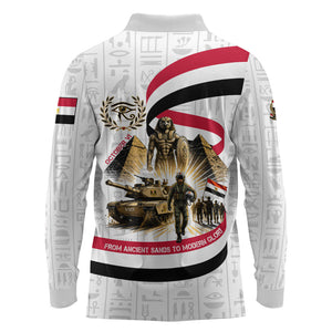 Egyptian Armed Forces Long Sleeve Polo Shirt Military Pharaoh Pyramids Egyptian Hieroglyphs
