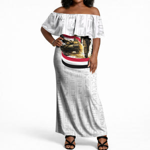 Egyptian Armed Forces Off Shoulder Maxi Dress Military Pharaoh Pyramids Egyptian Hieroglyphs