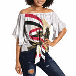 Egyptian Armed Forces Off Shoulder Wrap Waist Top Military Pharaoh Pyramids Egyptian Hieroglyphs