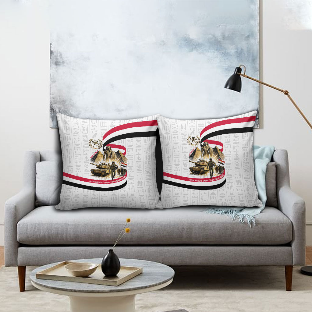 Egyptian Armed Forces Pillow Cover Military Pharaoh Pyramids Egyptian Hieroglyphs