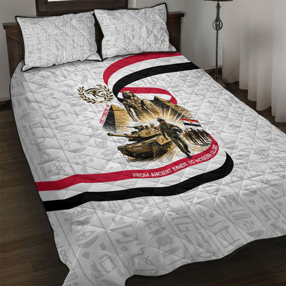 Egyptian Armed Forces Quilt Bed Set Military Pharaoh Pyramids Egyptian Hieroglyphs