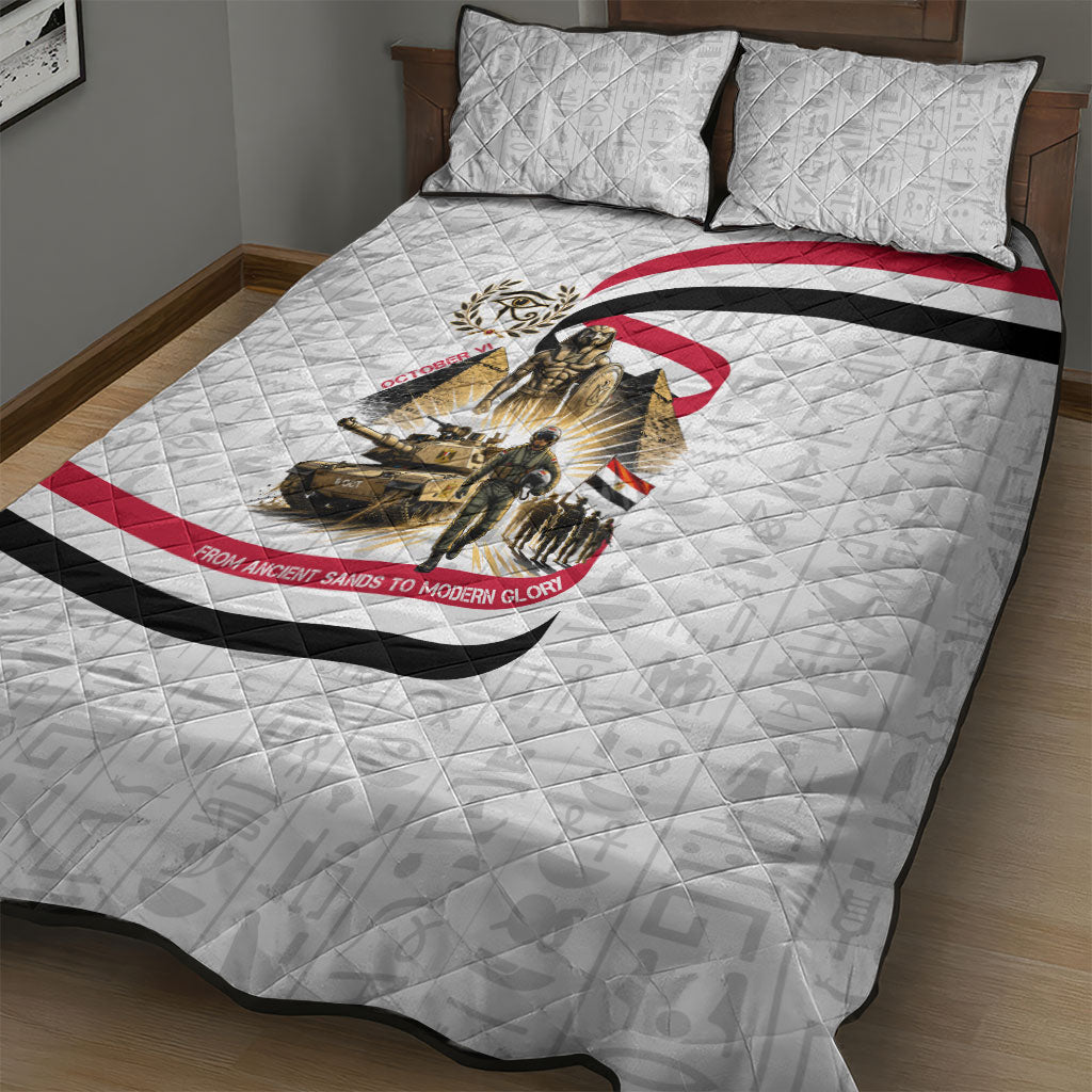Egyptian Armed Forces Quilt Bed Set Military Pharaoh Pyramids Egyptian Hieroglyphs