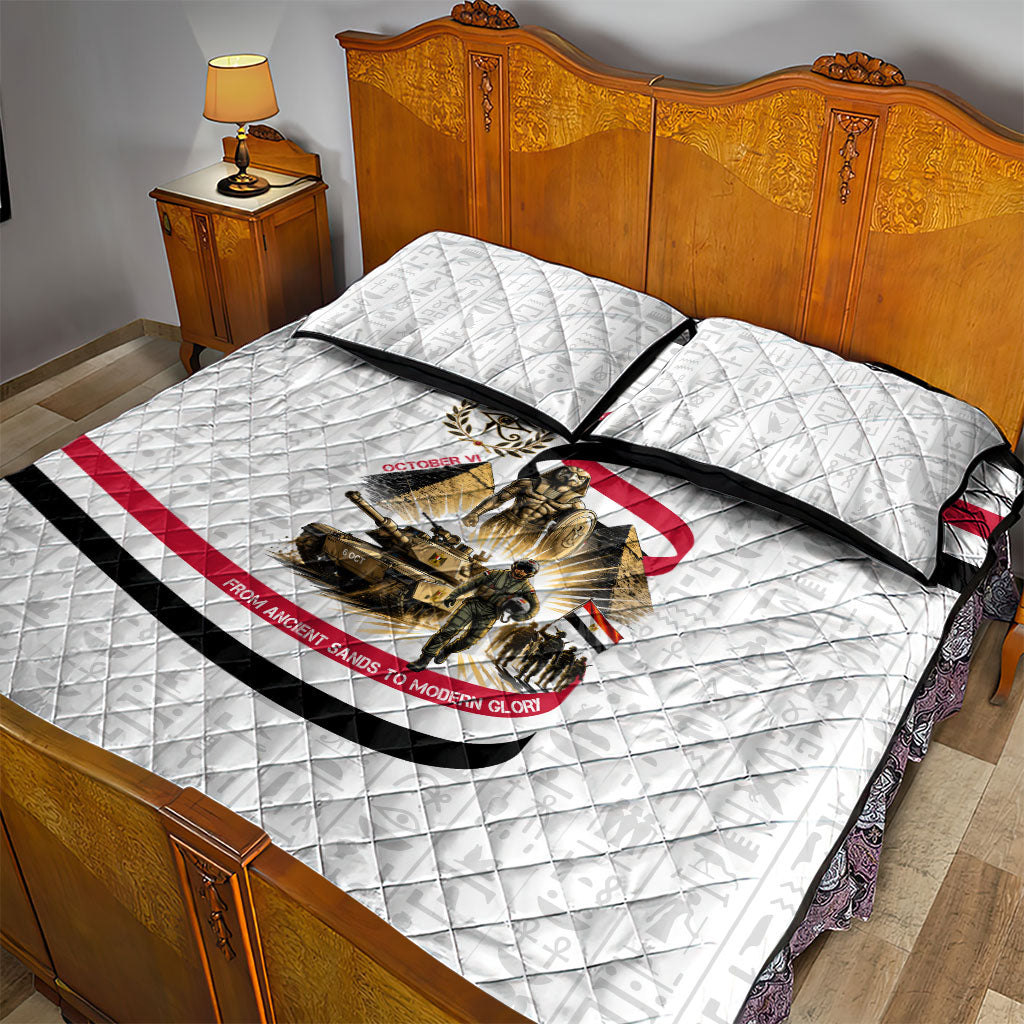 Egyptian Armed Forces Quilt Bed Set Military Pharaoh Pyramids Egyptian Hieroglyphs