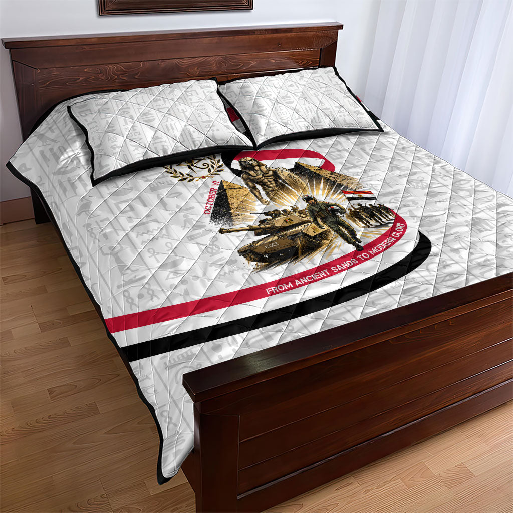 Egyptian Armed Forces Quilt Bed Set Military Pharaoh Pyramids Egyptian Hieroglyphs