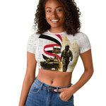 Egyptian Armed Forces Raglan Cropped T shirt Military Pharaoh Pyramids Egyptian Hieroglyphs