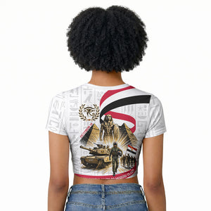 Egyptian Armed Forces Raglan Cropped T shirt Military Pharaoh Pyramids Egyptian Hieroglyphs