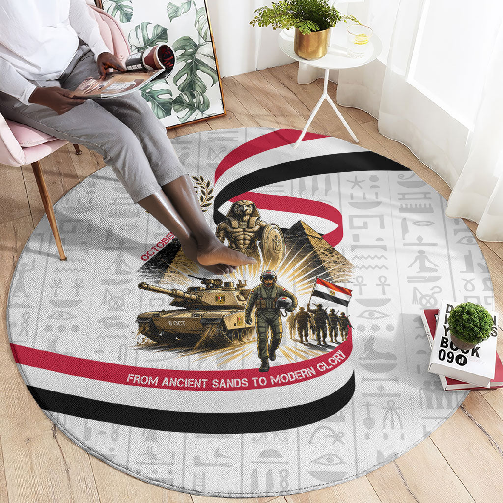 Egyptian Armed Forces Round Carpet Military Pharaoh Pyramids Egyptian Hieroglyphs