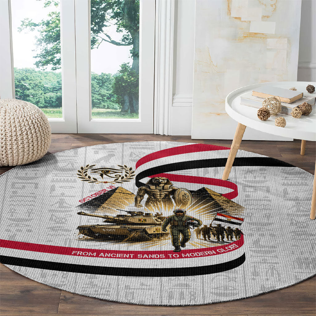 Egyptian Armed Forces Round Carpet Military Pharaoh Pyramids Egyptian Hieroglyphs