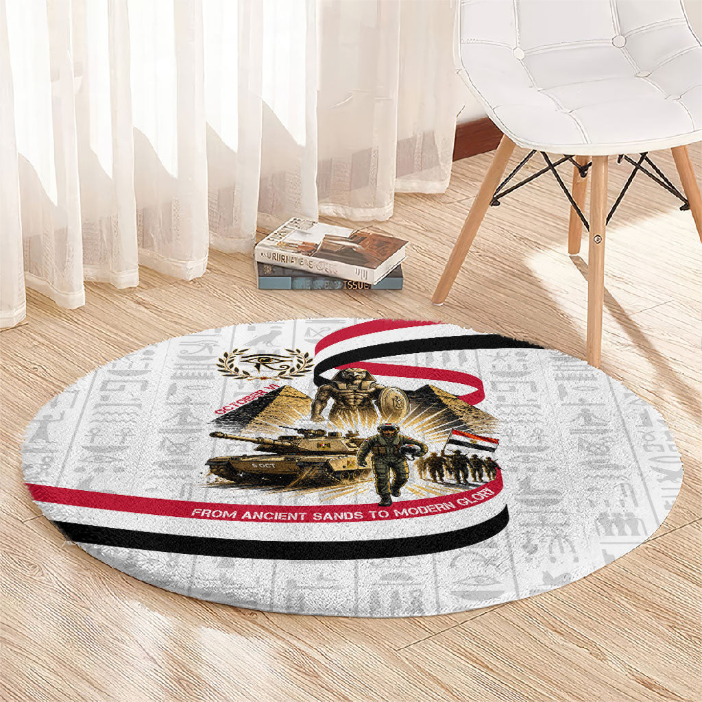 Egyptian Armed Forces Round Carpet Military Pharaoh Pyramids Egyptian Hieroglyphs
