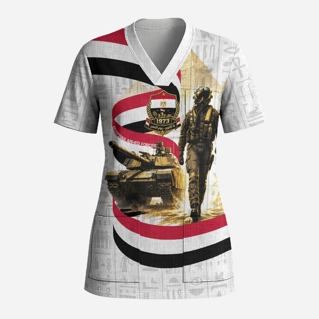 Egyptian Armed Forces Scrub Top Military Pharaoh Pyramids Egyptian Hieroglyphs