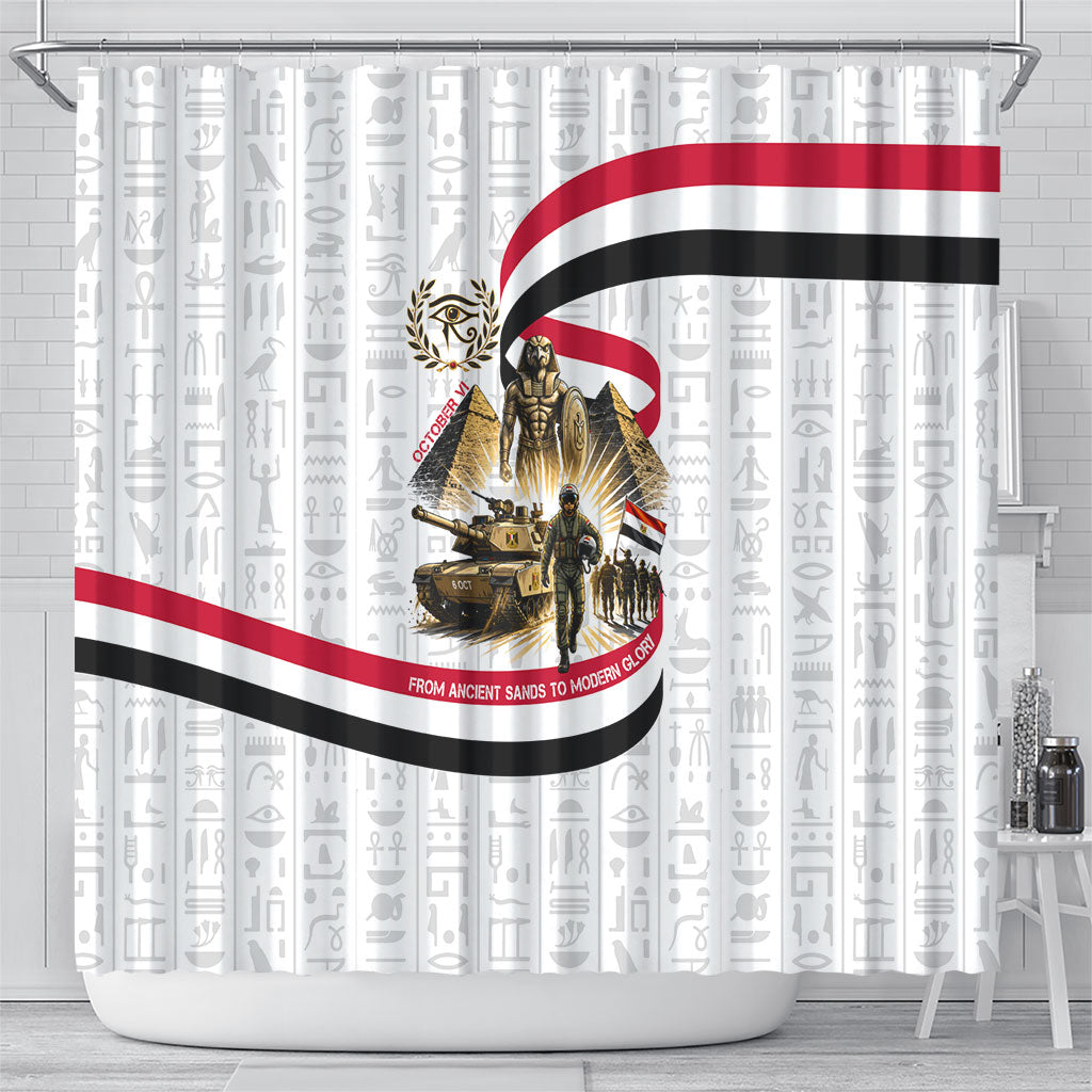 Egyptian Armed Forces Shower Curtain Military Pharaoh Pyramids Egyptian Hieroglyphs