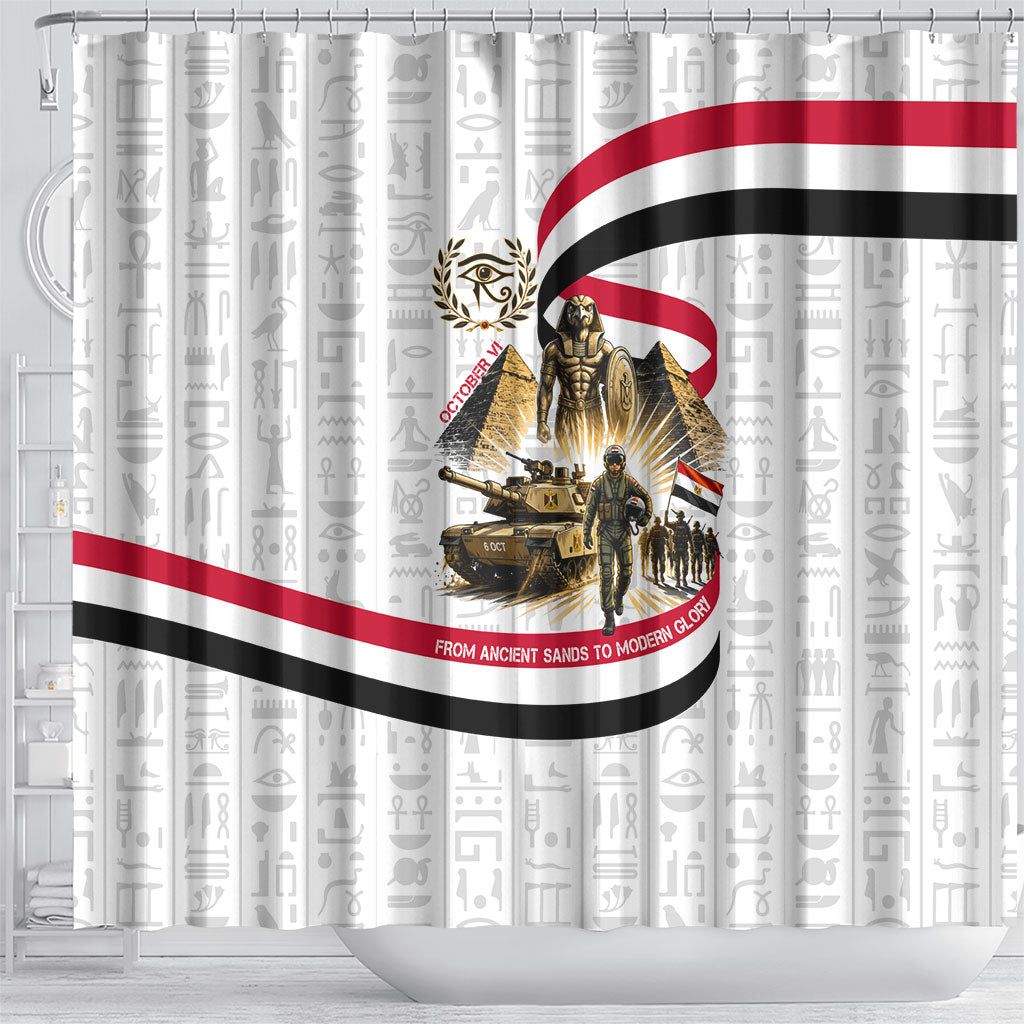 Egyptian Armed Forces Shower Curtain Military Pharaoh Pyramids Egyptian Hieroglyphs
