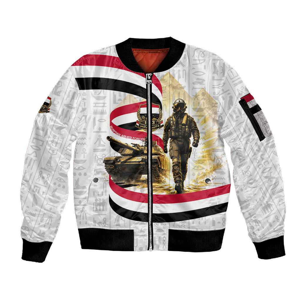 Egyptian Armed Forces Sleeve Zip Bomber Jacket Military Pharaoh Pyramids Egyptian Hieroglyphs