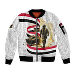 Egyptian Armed Forces Sleeve Zip Bomber Jacket Military Pharaoh Pyramids Egyptian Hieroglyphs