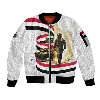 Egyptian Armed Forces Sleeve Zip Bomber Jacket Military Pharaoh Pyramids Egyptian Hieroglyphs