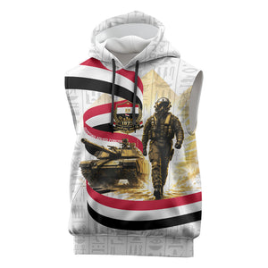 Egyptian Armed Forces Sleeveless Hoodie Military Pharaoh Pyramids Egyptian Hieroglyphs