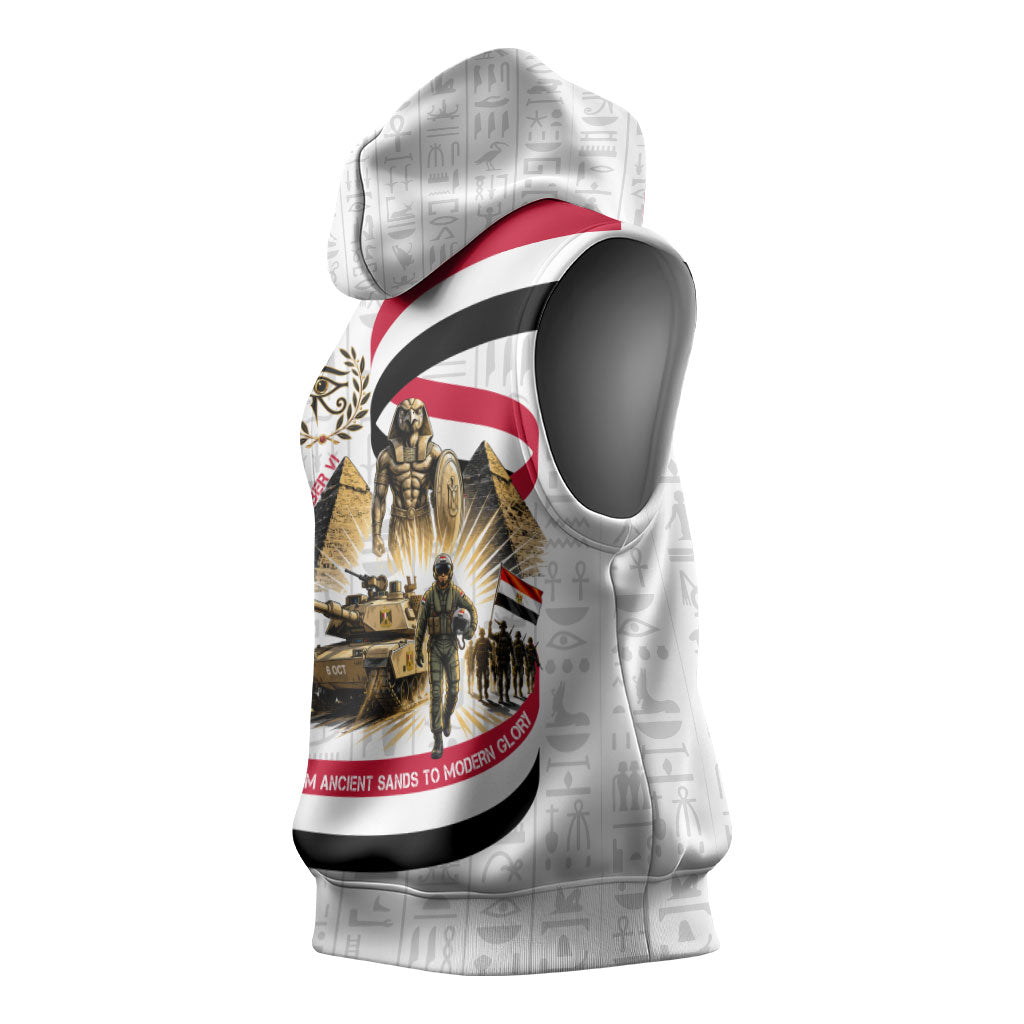 Egyptian Armed Forces Sleeveless Hoodie Military Pharaoh Pyramids Egyptian Hieroglyphs