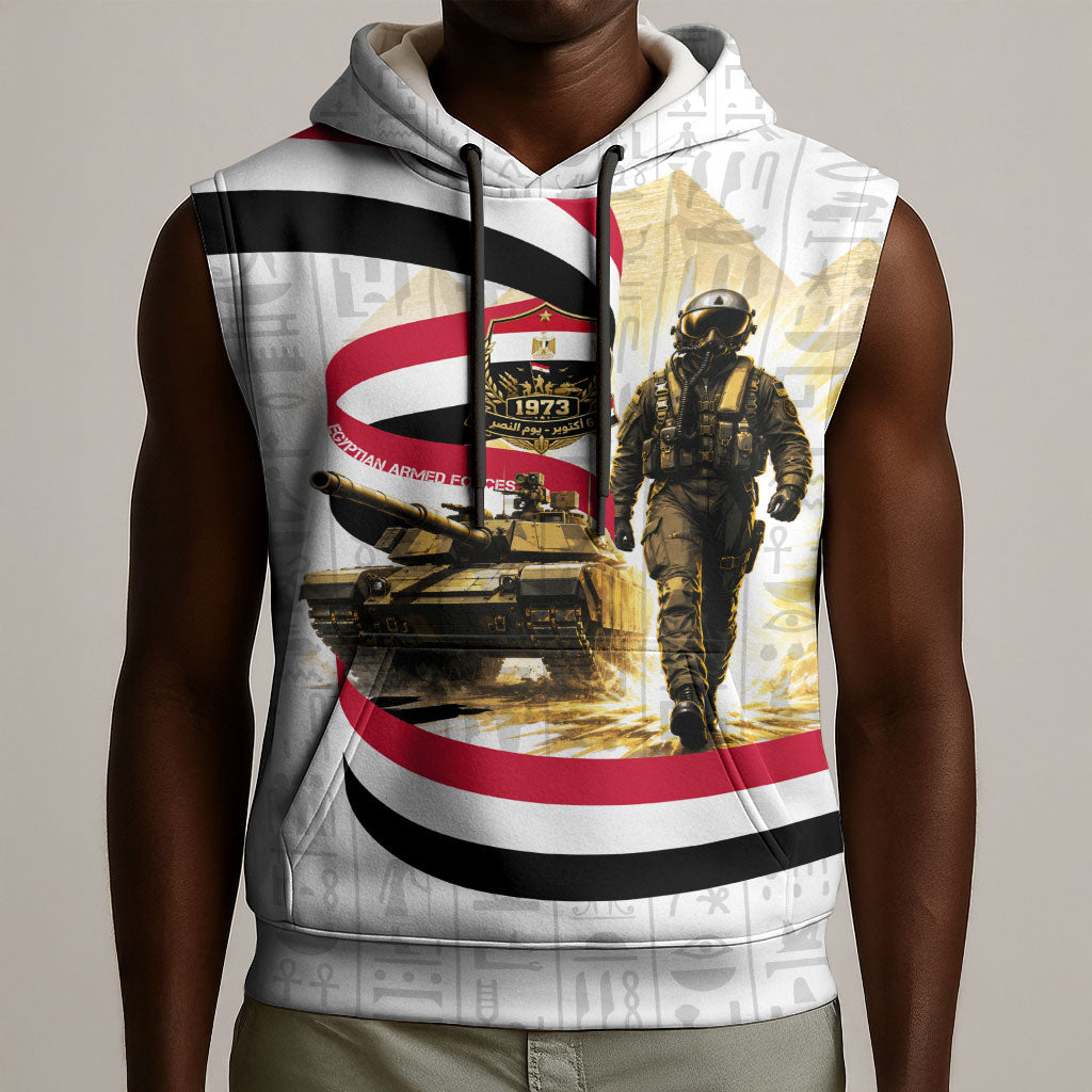 Egyptian Armed Forces Sleeveless Hoodie Military Pharaoh Pyramids Egyptian Hieroglyphs