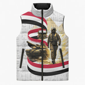 Egyptian Armed Forces Sleeveless Puffer Jacket Military Pharaoh Pyramids Egyptian Hieroglyphs