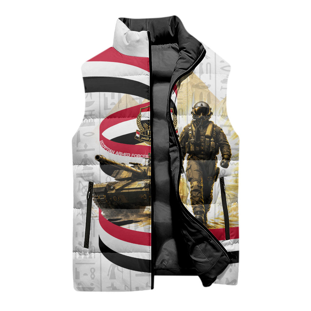 Egyptian Armed Forces Sleeveless Puffer Jacket Military Pharaoh Pyramids Egyptian Hieroglyphs