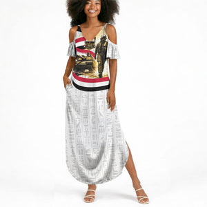 Egyptian Armed Forces Summer Maxi Dress Military Pharaoh Pyramids Egyptian Hieroglyphs