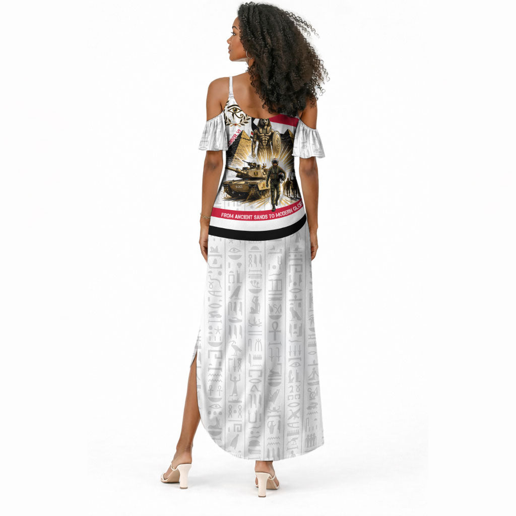 Egyptian Armed Forces Summer Maxi Dress Military Pharaoh Pyramids Egyptian Hieroglyphs