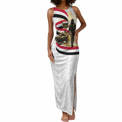 Egyptian Armed Forces Tank Maxi Dress Military Pharaoh Pyramids Egyptian Hieroglyphs