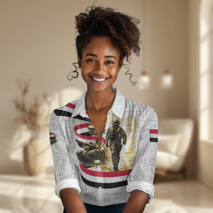 Egyptian Armed Forces Women Casual Shirt Military Pharaoh Pyramids Egyptian Hieroglyphs