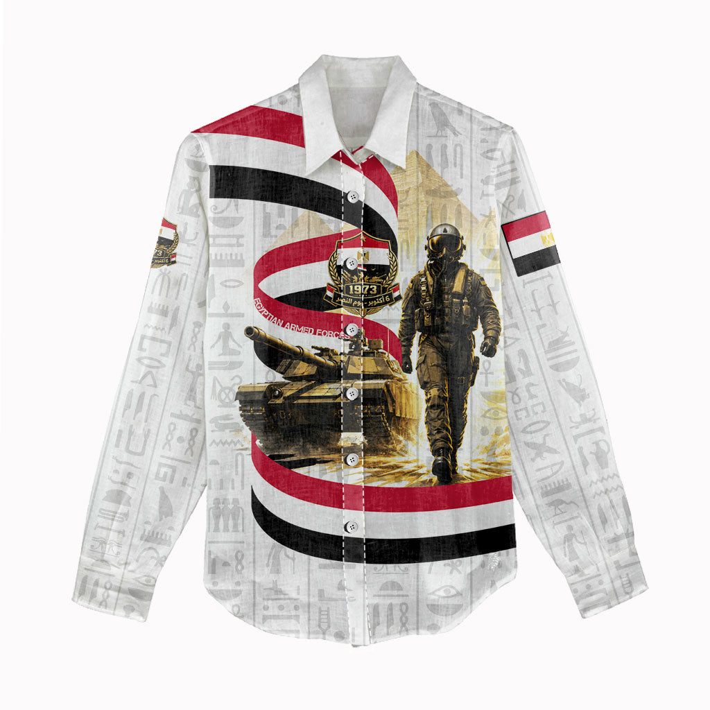 Egyptian Armed Forces Women Casual Shirt Military Pharaoh Pyramids Egyptian Hieroglyphs