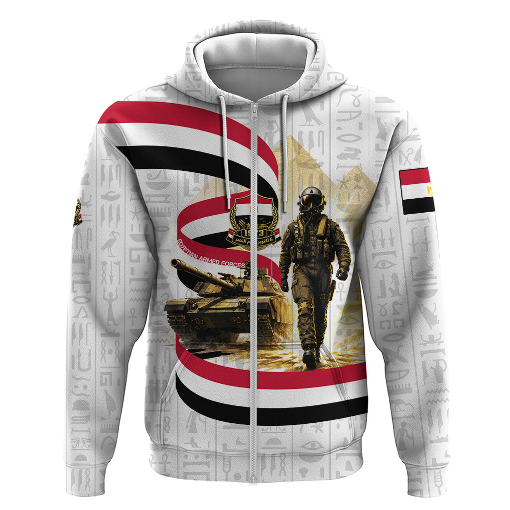 Egyptian Armed Forces Zip Hoodie Military Pharaoh Pyramids Egyptian Hieroglyphs