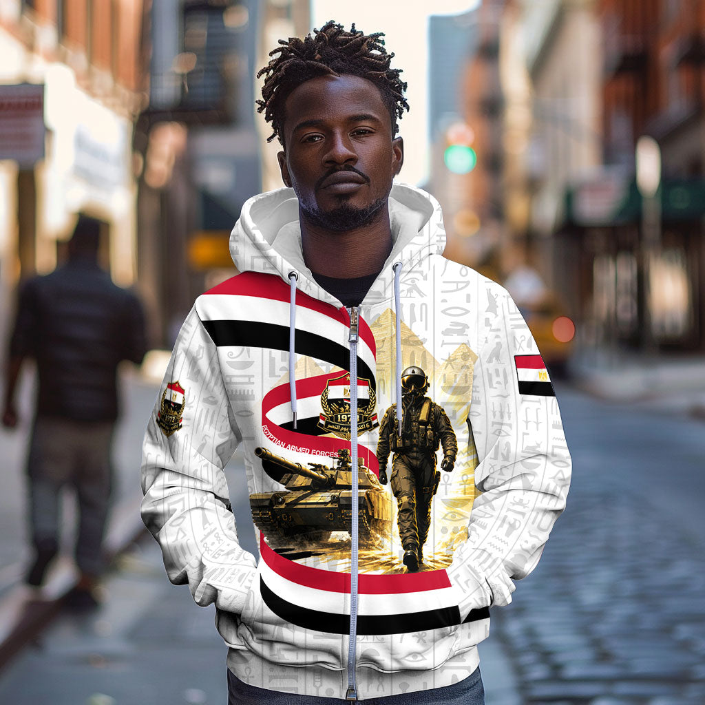 Egyptian Armed Forces Zip Hoodie Military Pharaoh Pyramids Egyptian Hieroglyphs