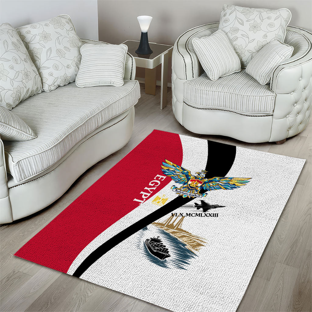 Egyptian Armed Forces Area Rug Military Flag Jet Fighter - Suez Canal - Eagle Of Saladin