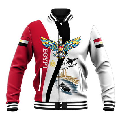 Egyptian Armed Forces Baseball Jacket Military Flag Jet Fighter - Suez Canal - Eagle Of Saladin