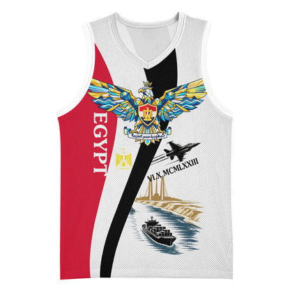 Egyptian Armed Forces Basketball Jersey Military Flag Jet Fighter - Suez Canal - Eagle Of Saladin